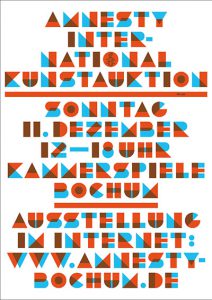 Plakat zur Kunstauktion 2016 von Amnesty International Bochum